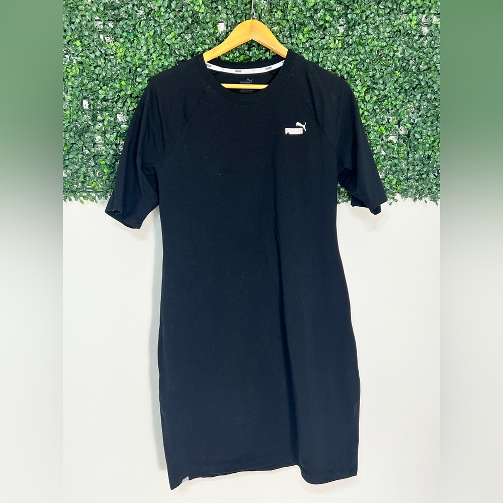 Puma Classic T-Shirt Dress Size L Black  Logo Athleisure